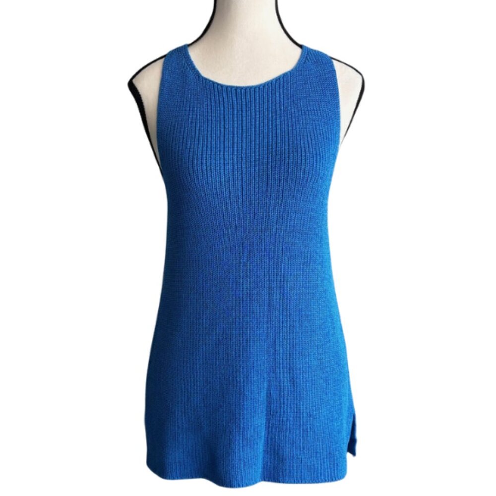 MASSIMO DUTTI, MADE IN ITALY, BEAUTIFUL BLUE KNIT TOP, SZ. M